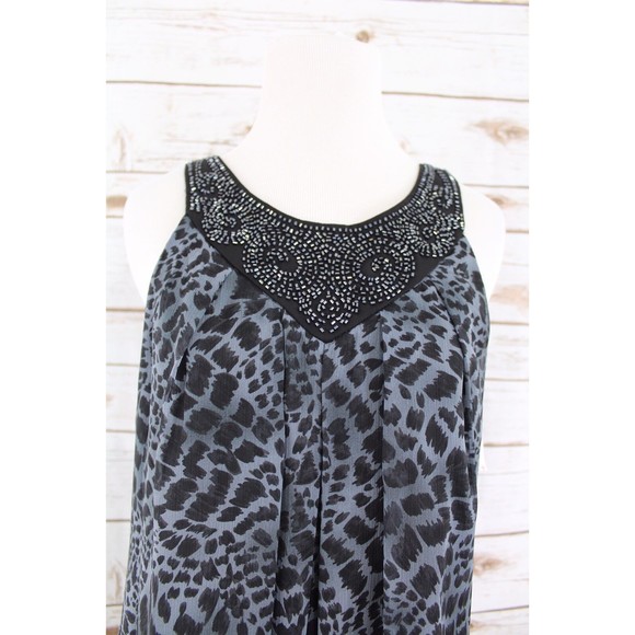 LIV Sleeveless Floral Dress Beaded Collar Animal Print Size 6 New‎ With Tag - Picture 2 of 9